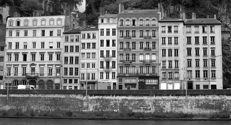 architectural detail of houses in the old city of lyon franceのeditorial素材