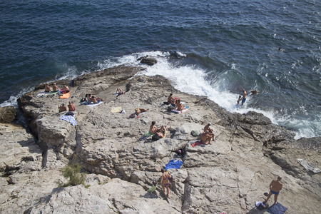 marseille downtown swiming rockのeditorial素材