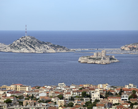 aerial view of the city of marseilles in franceのeditorial素材