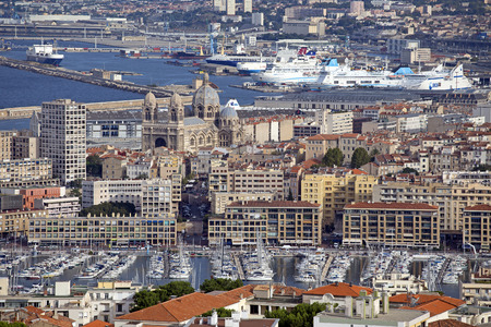 aerial view of the city of marseilles in franceのeditorial素材