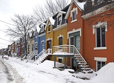 colorful street of Montreal Canadaの写真素材