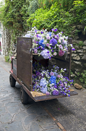 Shipment of flowers on Capri island, Italyの写真素材