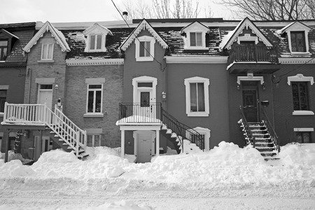 Street of Montreal city, Black and whiteの写真素材