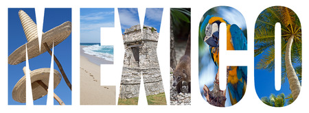 The word Mexico written with landmarks lettersの写真素材