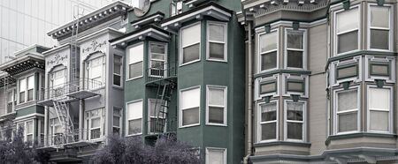 Victorian style houses in San Franciscoの写真素材