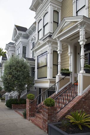 Victorian style houses in San Franciscoの写真素材
