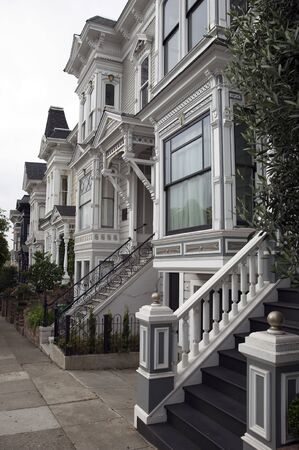 Victorian style houses in San Franciscoの写真素材