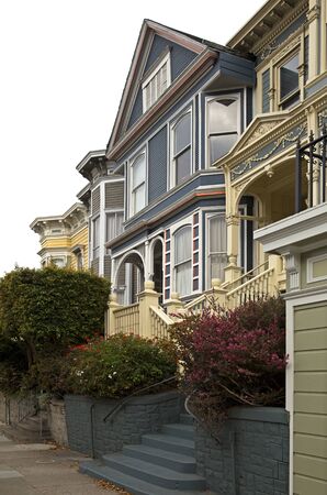 Victorian style houses in San Franciscoの写真素材