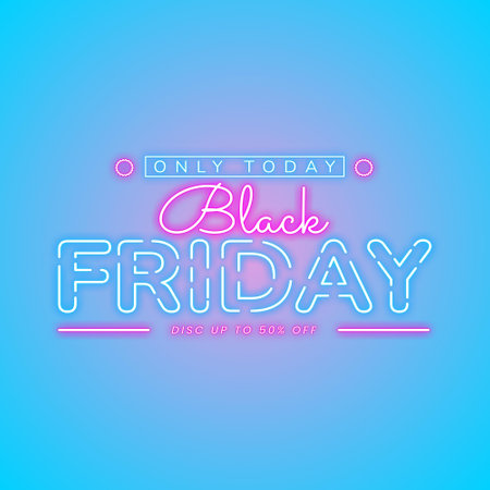 Vector illustration of a Background for Black Friday Sale with neon effect.の写真素材