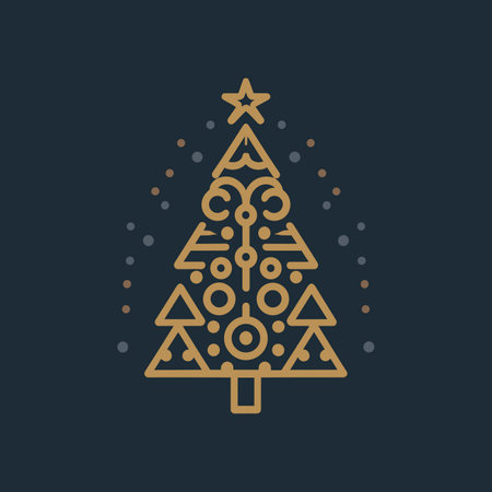 Christmas tree line icon. Vector linear illustration of christmas tree.のイラスト素材