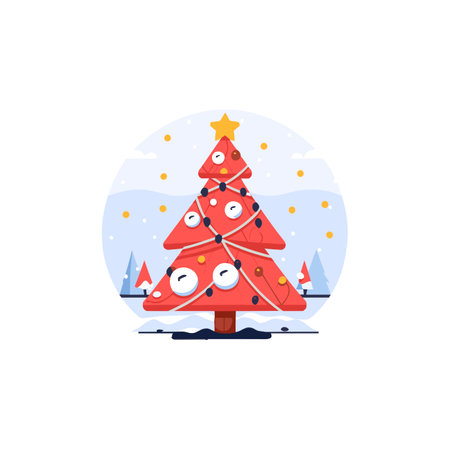 Christmas tree icon. Vector illustration in flat style. Isolated on white background.のイラスト素材