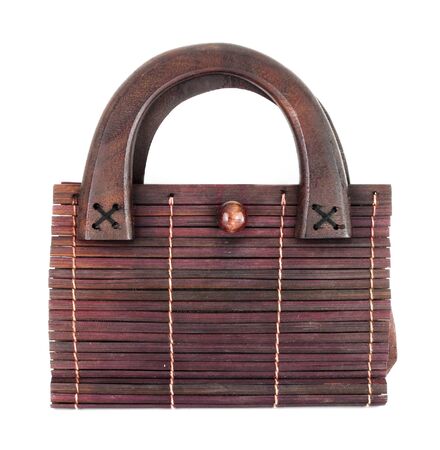 wooden bag on white backgroundの写真素材