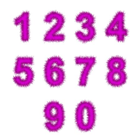 pink tinsel digits on white backgroundの写真素材