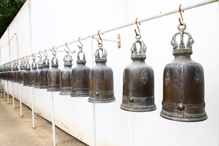 Bronze bell in the traditional thai templeの写真素材