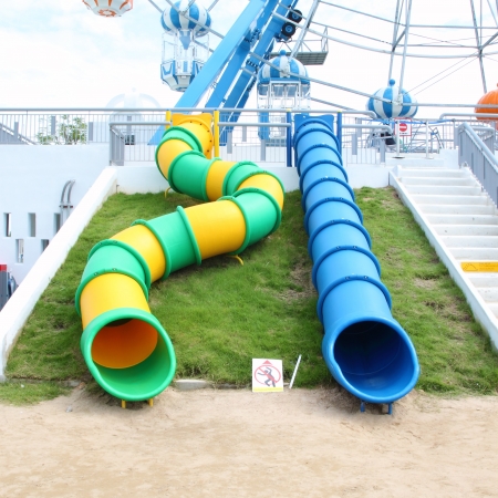 slider tube in  the playgroundの写真素材