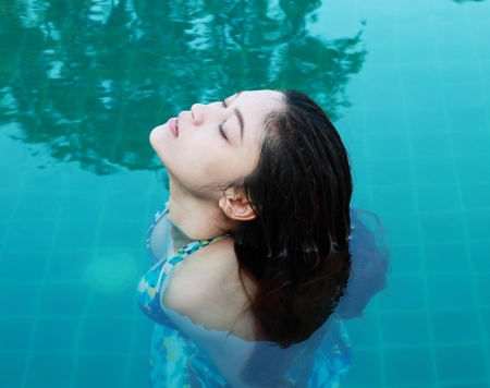 woman in the swimming pool