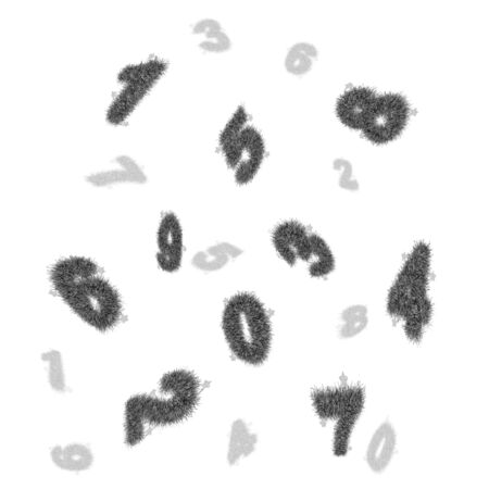 black tinsel number float on white backgroundの写真素材