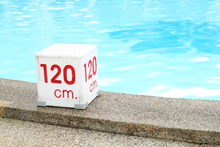 120 cm. water depth sign at swimming pool