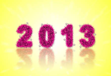 2013 New Year's symbol made of pink tinselの写真素材