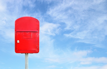 mailbox with a blue sky blank for textの写真素材