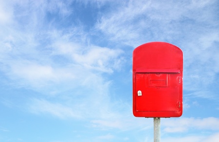 mailbox with a blue sky blank for textの写真素材