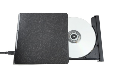 Portable Cd/Dvd external drive on white background (with clipping path)の写真素材
