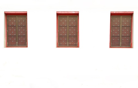 old window style with white wall backgroundの写真素材