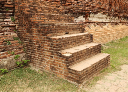 old brick stairs in ancient templeの写真素材