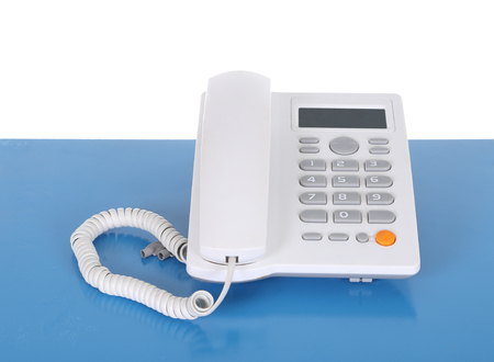 telephone on a table isolated on white backgjroundの写真素材