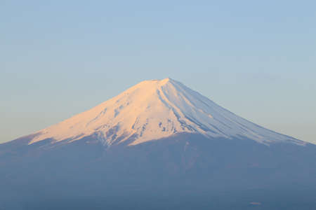 peak of Mount Fuji, view from Lake Kawaguchiko, Japanの写真素材