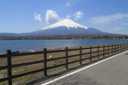 Mt.Fuji at Lake Yamanaka, Yamanashi, Japanの写真素材