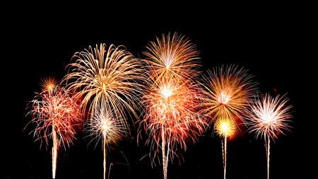 beautiful fireworks over sky at the nightの写真素材