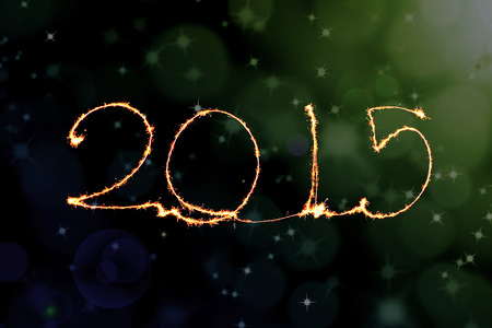 Happy New Year - 2015 made a sparkler with bokeh backgroundの写真素材