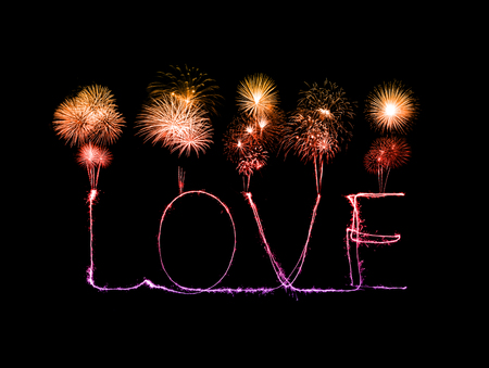 Love sparkler firework light alphabet (Valentines Day)の写真素材
