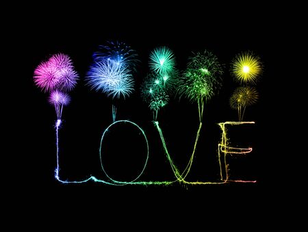 Love sparkler firework light alphabet (Valentines Day)の写真素材