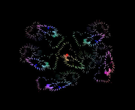 beautiful fireworks (heart shape) over sky at the nightの写真素材