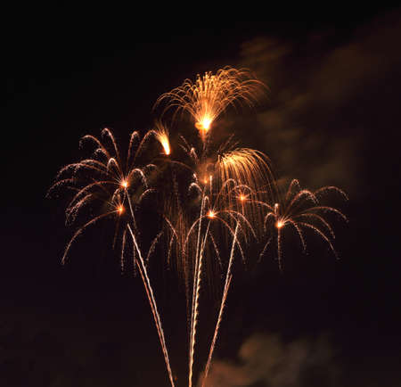 beautiful fireworks over sky at the night