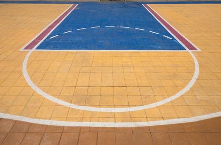 Free throw lines of the public outdoor basketball courtの写真素材