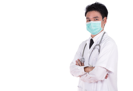 doctor with arms crossed isolated on white backgroundの写真素材