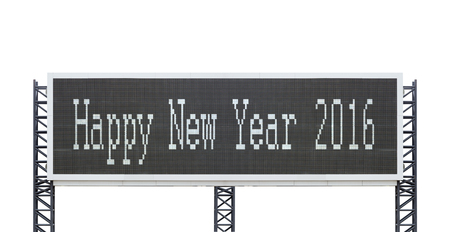 Happy new year 2016 on large sign board isoalted on white backgroundの写真素材