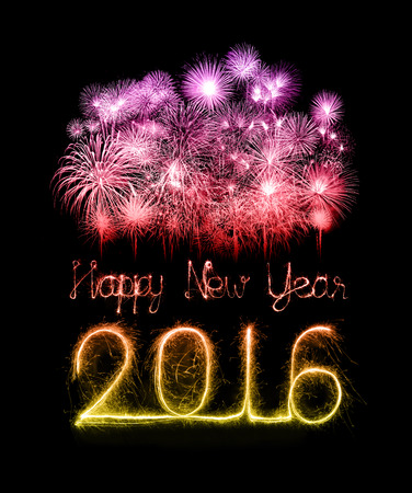 Happy new year 2016 written with Sparkle firework