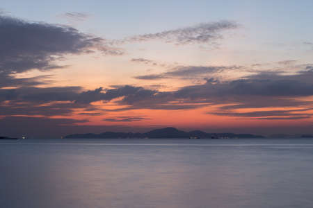 Beautiful sunset, view from Pattaya beach in Thailandの写真素材