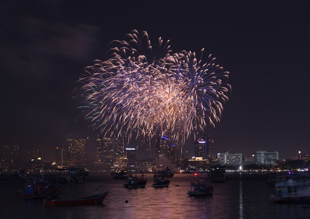 Pattaya International Fireworks Festival at Chonburi, Thailandの写真素材