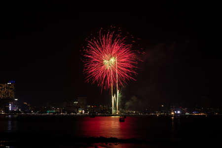 Pattaya International Fireworks Festival at Chonburi, Thailandの写真素材