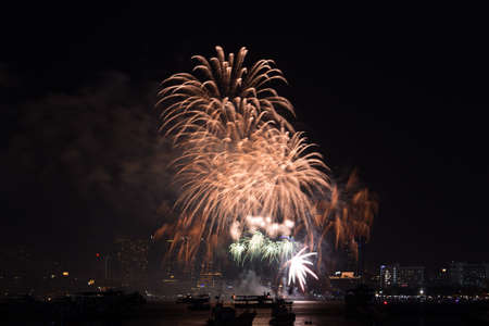Pattaya International Fireworks Festival at Chonburi, Thailandの写真素材