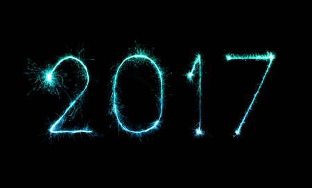 2017 Happy New Year firework sparklers at nightの写真素材