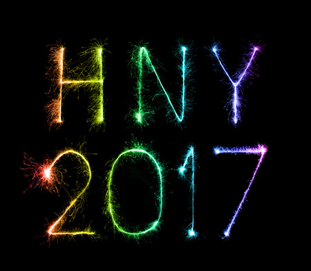 2017 Happy New Year firework sparklers at night