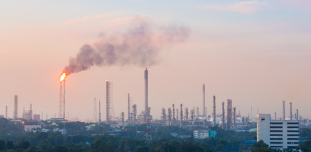 Oil refinery industrial plant with sky, Thailandの写真素材
