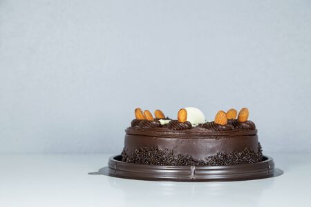 chocolated cake on a tableの写真素材