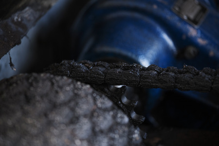 chain with electric motor and roller of machineの写真素材